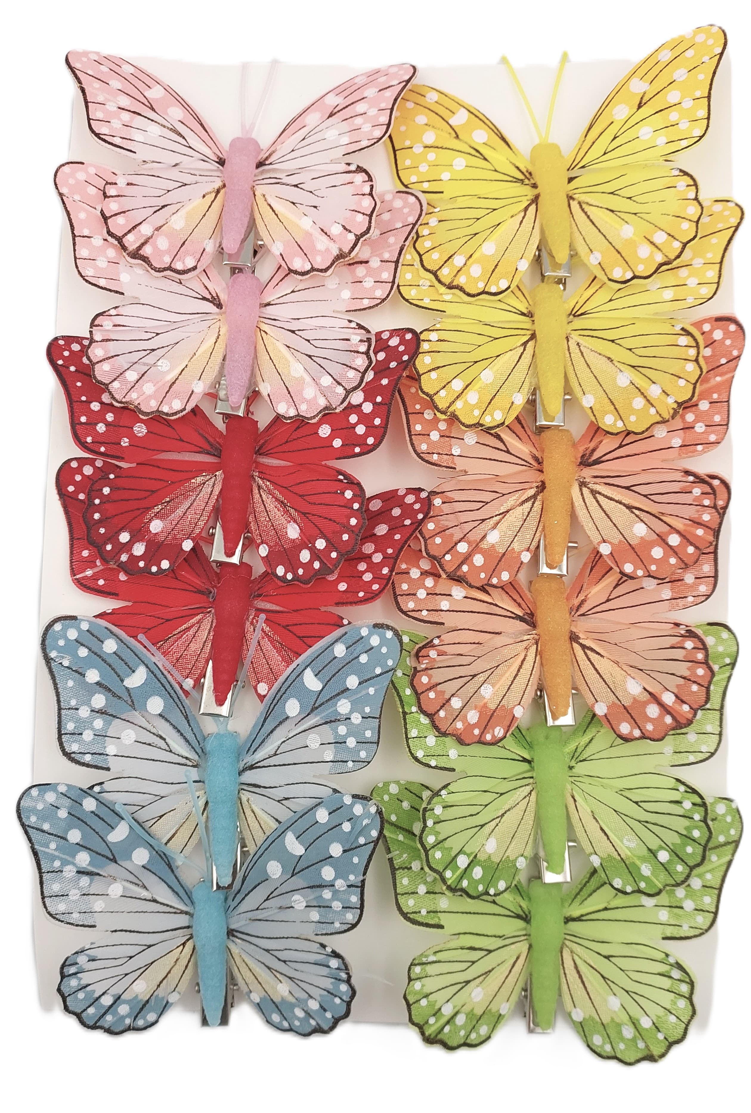 Sztuczne kolorowe motyle szer. 7cm, 12szt.