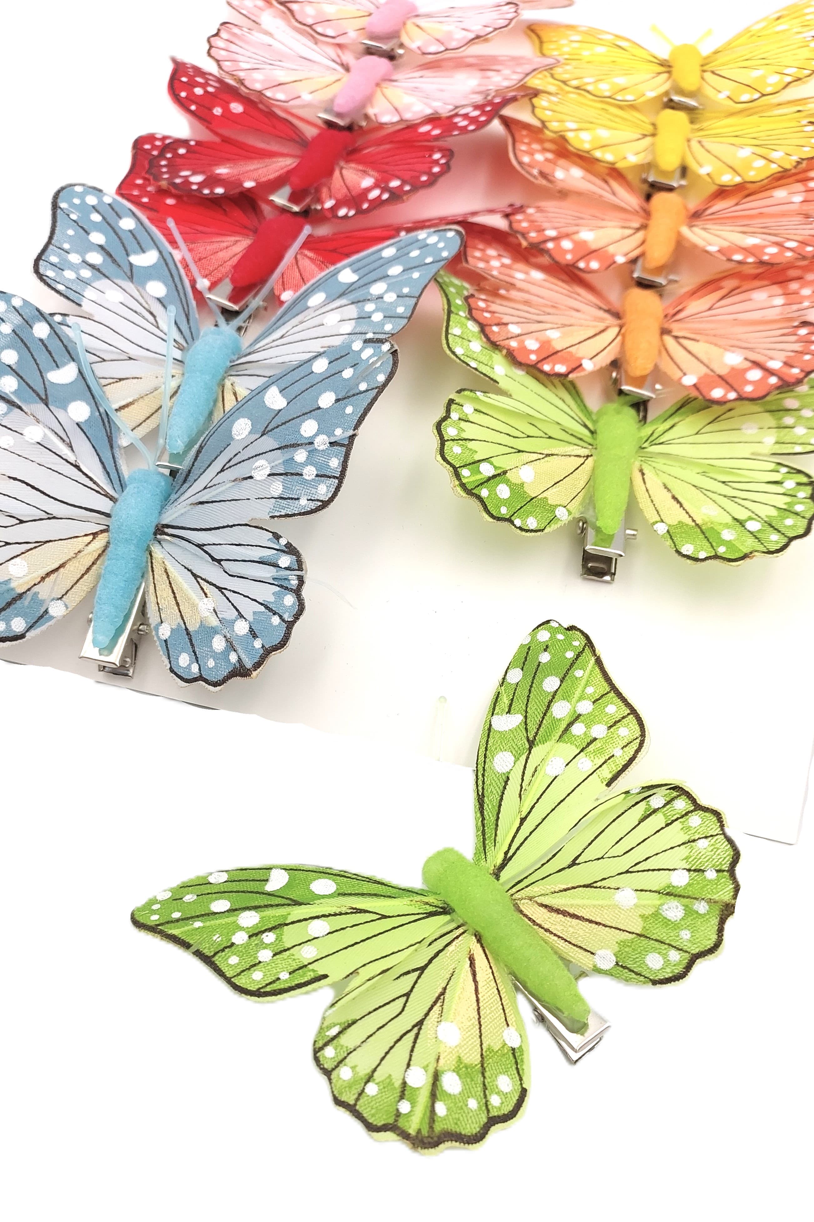 Sztuczne kolorowe motyle szer. 7cm, 12szt.
