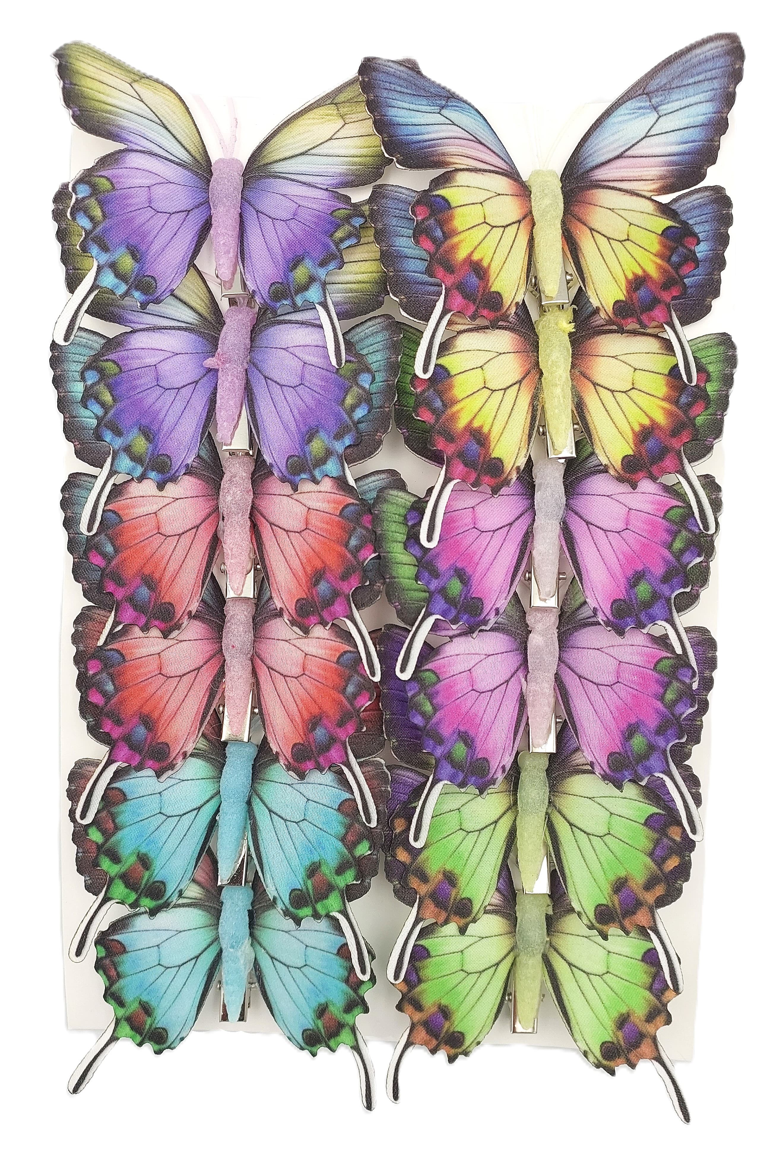 Sztuczne kolorowe motyle szer. 7cm, 12szt.