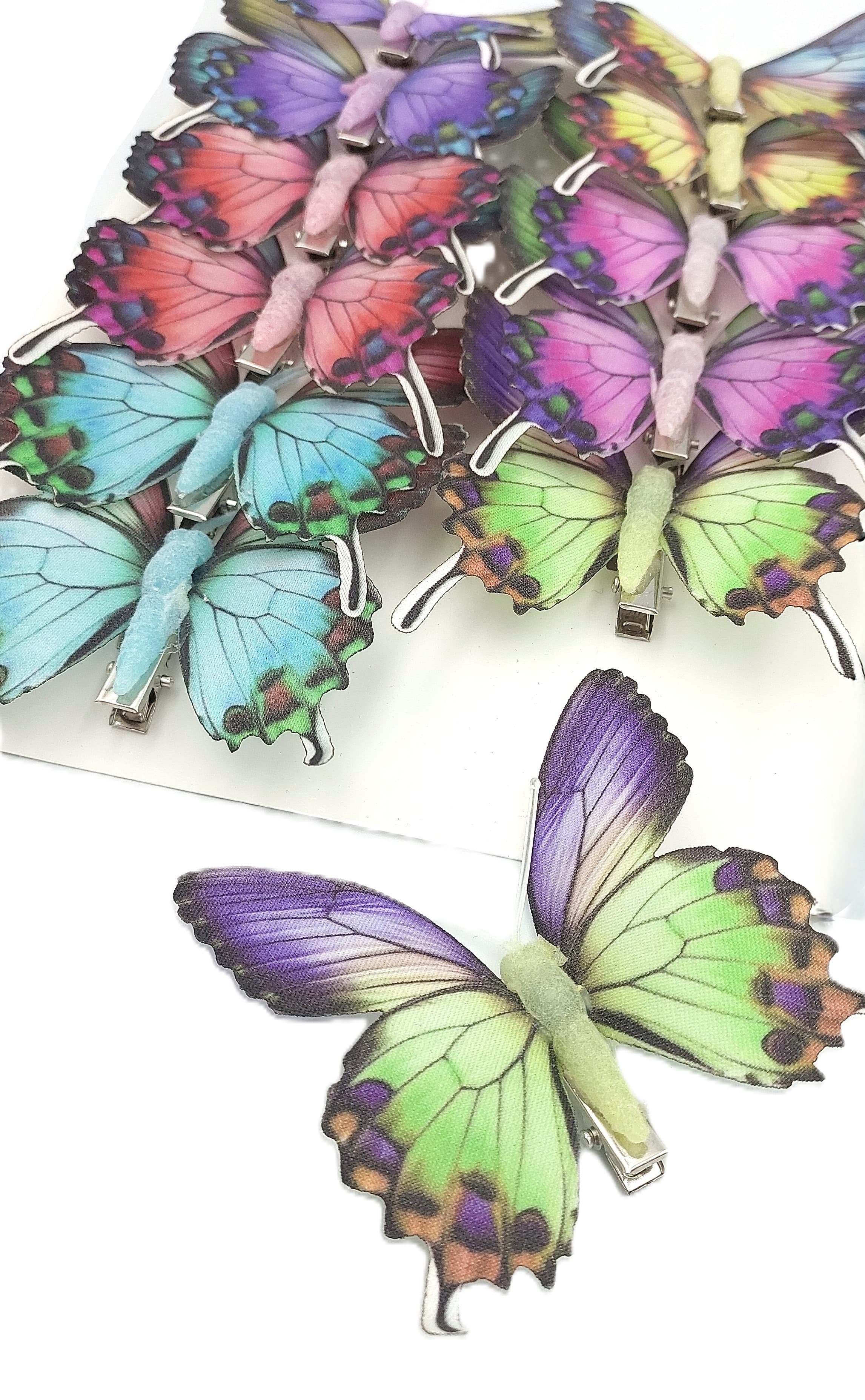 Sztuczne kolorowe motyle szer. 7cm, 12szt.