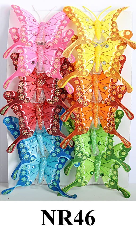 Sztuczne kolorowe motyle szer. 7cm, 12szt.