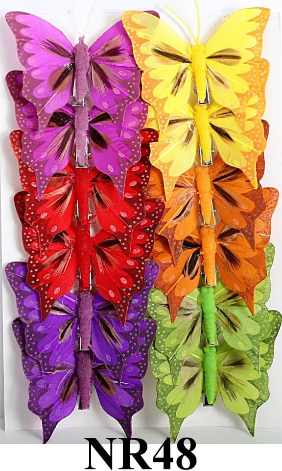 Sztuczne kolorowe motyle szer. 7cm, 12szt.