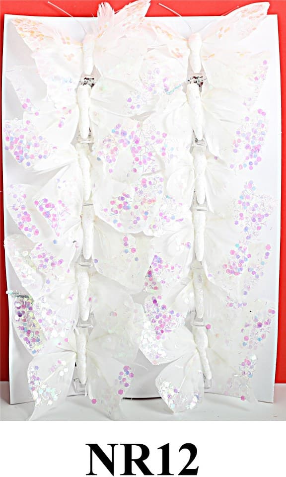 Sztuczne białe motyle szer. 8cm, 12szt.