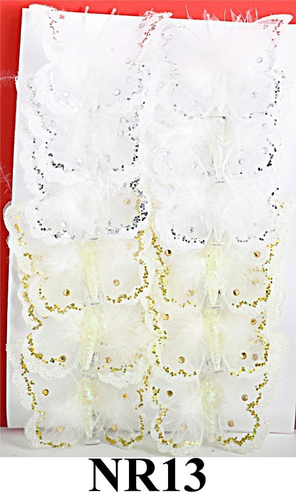 Sztuczne białe motyle szer. 8cm, 12szt.