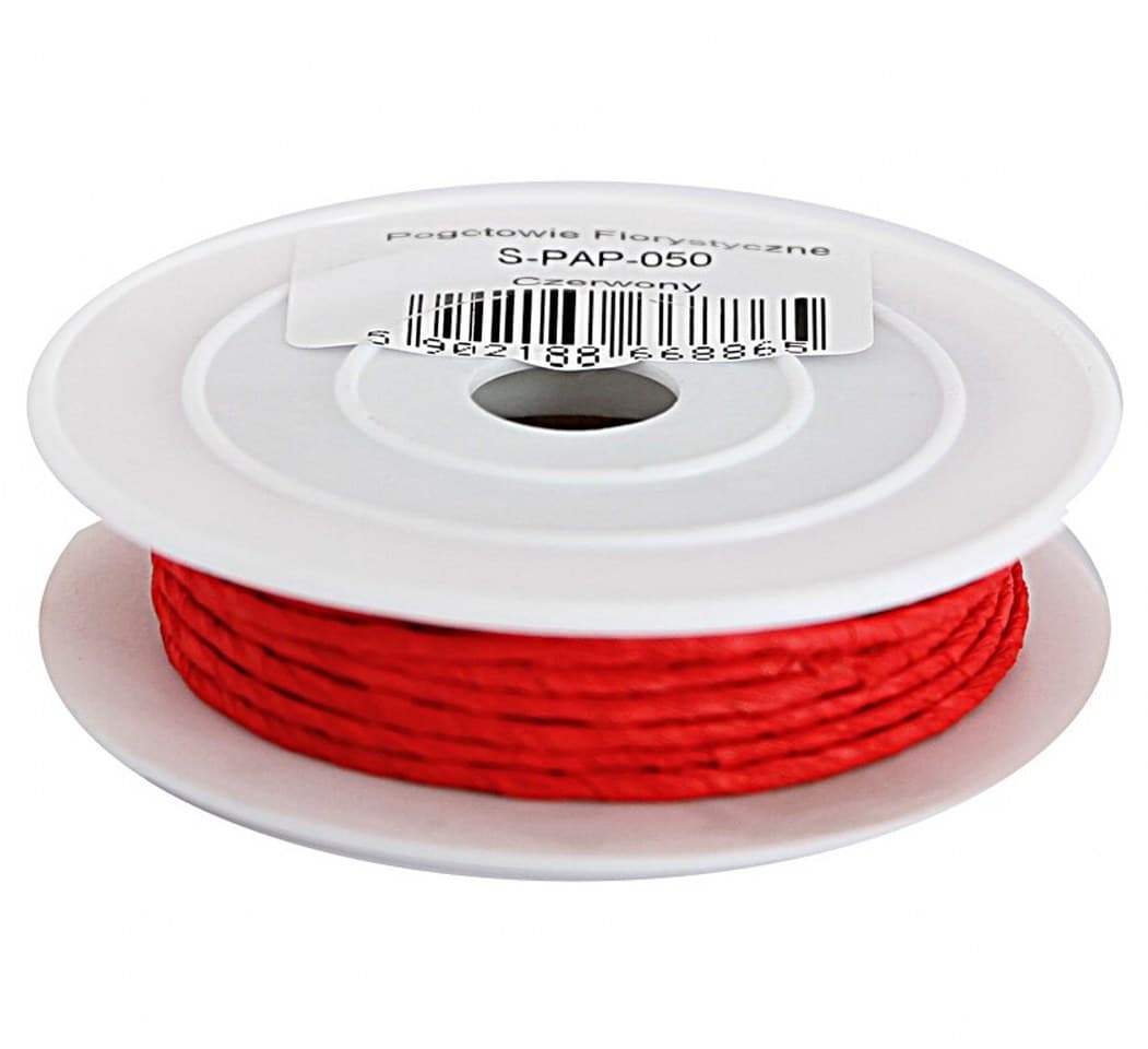 Sznur papierowy z drutem, 3mm/10mb, czerwony