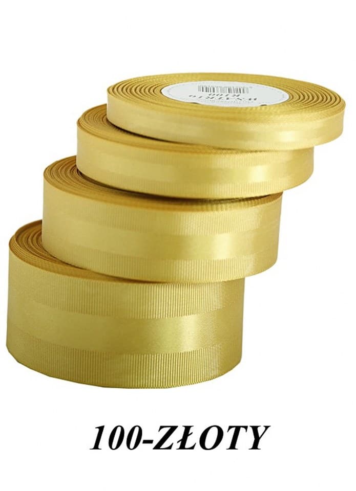 Wstążka z paskiem satyna/ryps 10mm/20y, złota