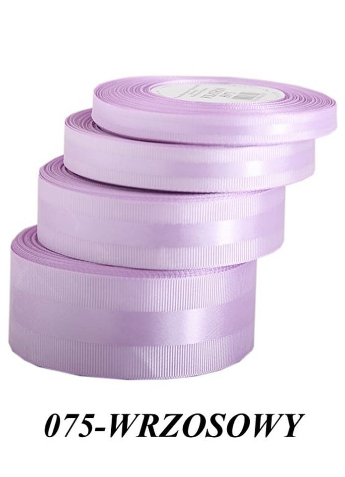 Wstążka z paskiem satyna/ryps 10mm/20y, wrzosowa