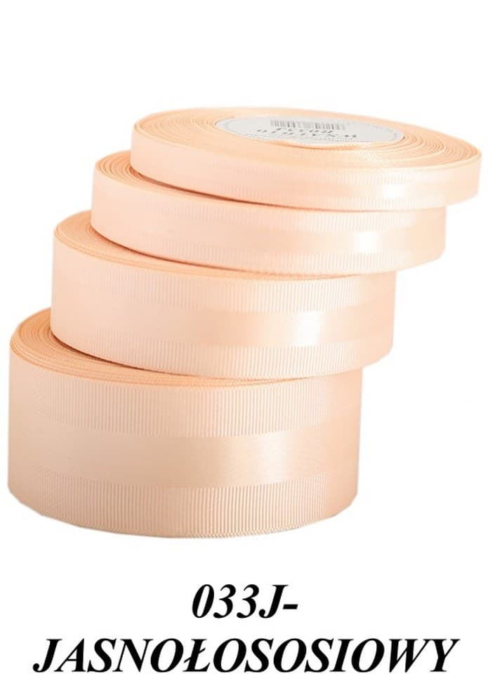 Wstążka z paskiem satyna/ryps 10mm/20y jasny łosoś