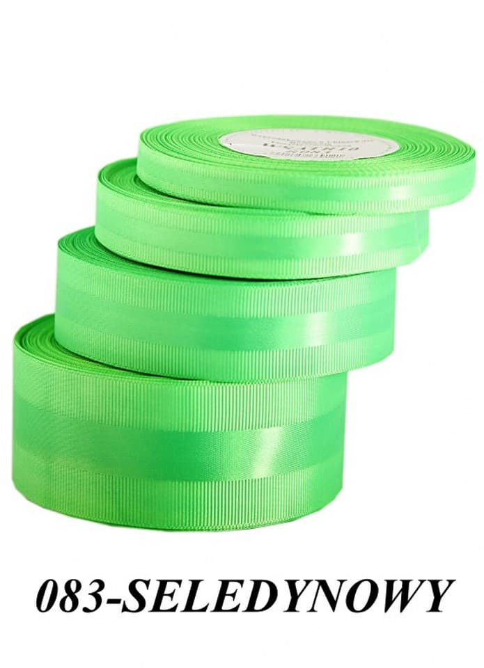 Wstążka z paskiem satyna/ryps,25mm/20y, seledynowa