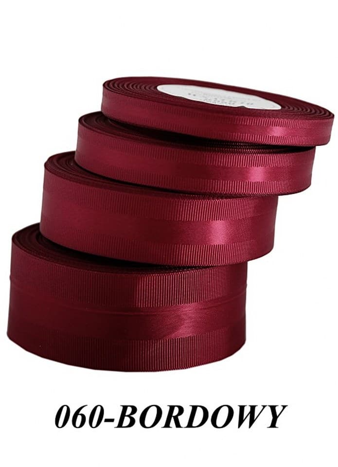 Wstążka z paskiem satyna/ryps,38mm/20y, bordowa