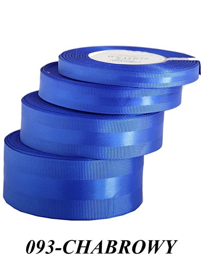 Wstążka z paskiem satyna/ryps,38mm/20y, chabrowa