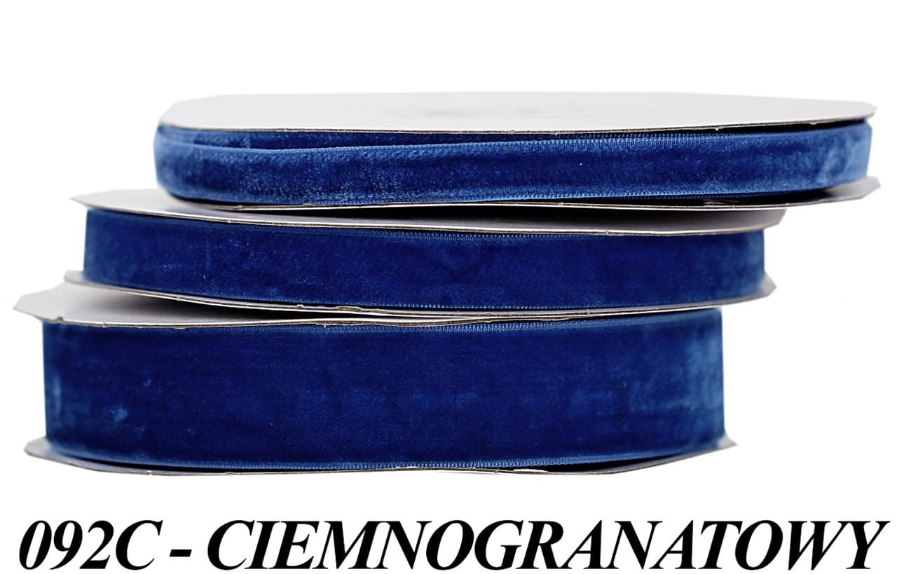 Wstążka aksamitna velvetowa, 12mm/9mb, c.granatowa