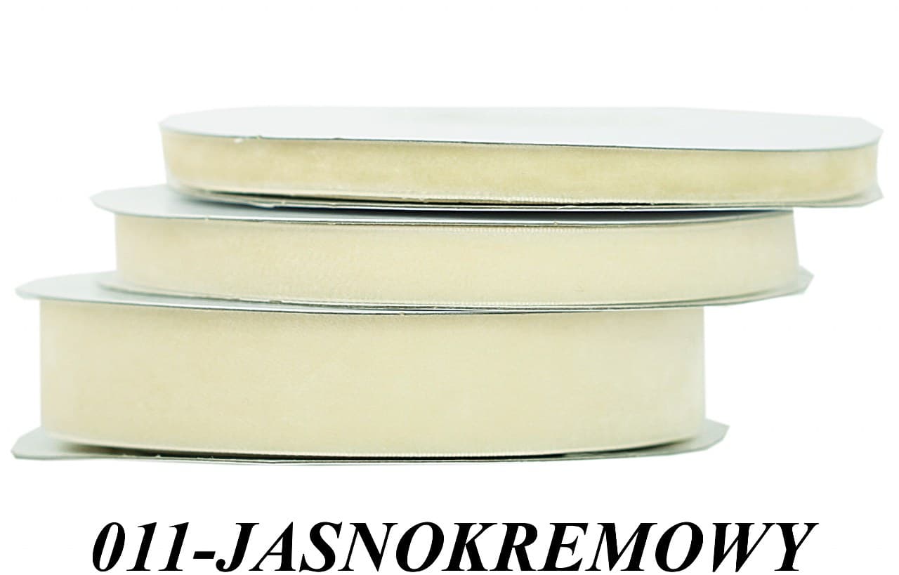 Wstążka aksamitna velvetowa, 12mm/9mb jasnokremowa