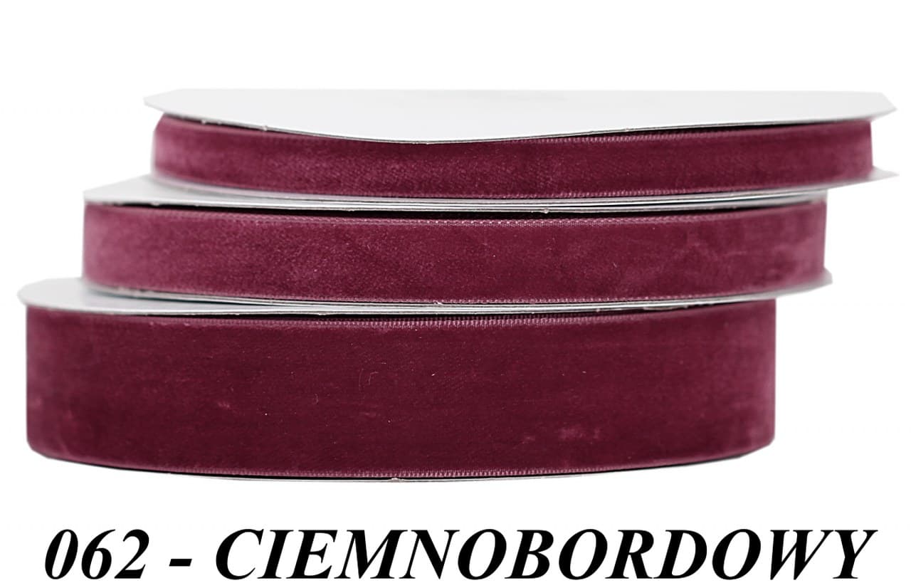 Wstążka aksamitna velvetowa, 25mm/9mb, c.bordowa