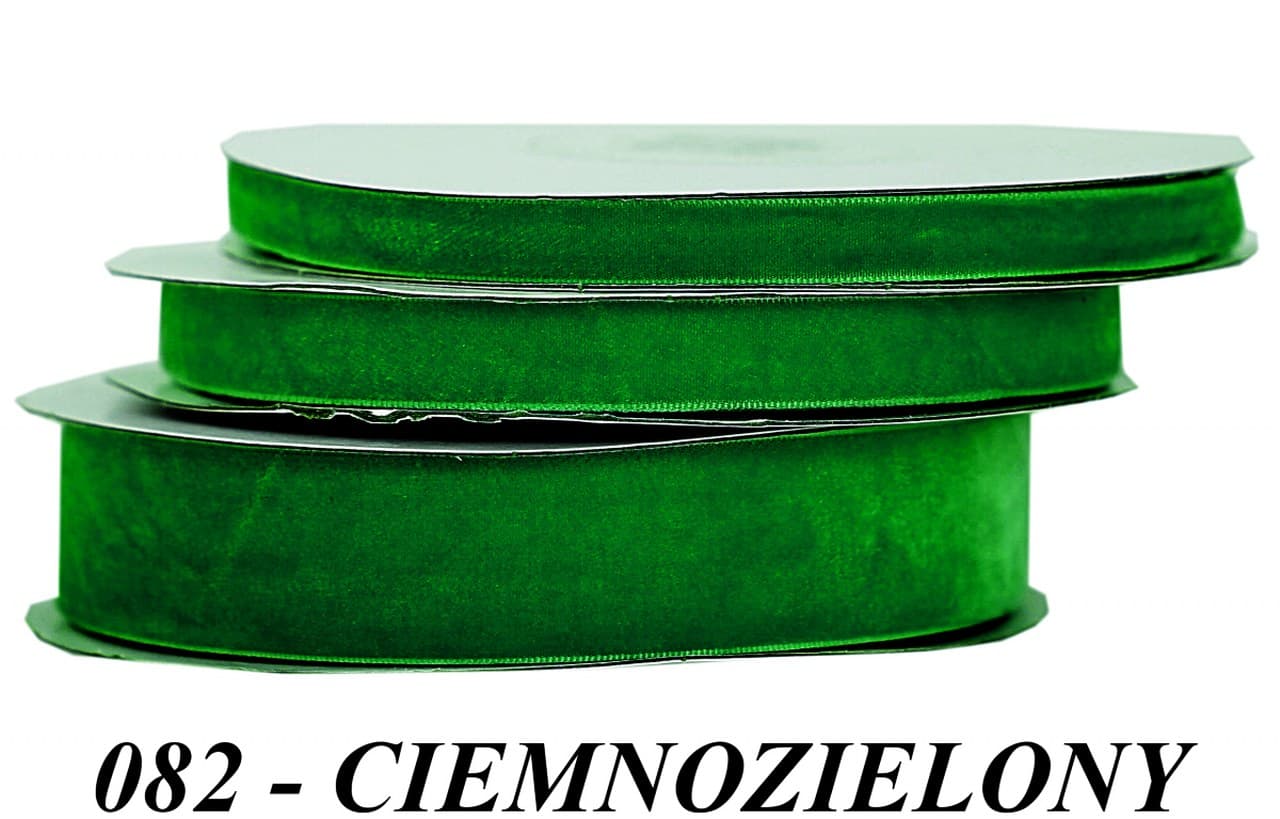 Wstążka aksamitna velvetowa, 25mm/9mb, c.zielona