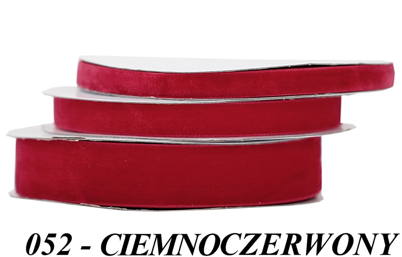 Wstążka aksamitna velvetowa, 25mm/9mb, c.czerwona