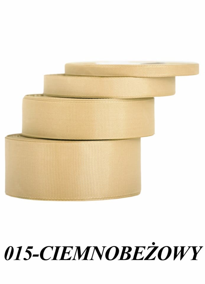 Wstążka rypsowa, 12mm/22mb, ciemnobeżowa