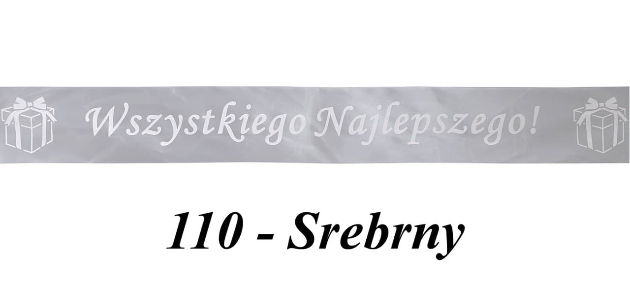 Wstążka satyna Wszystkiego Naj 25mm/22mb srebrna
