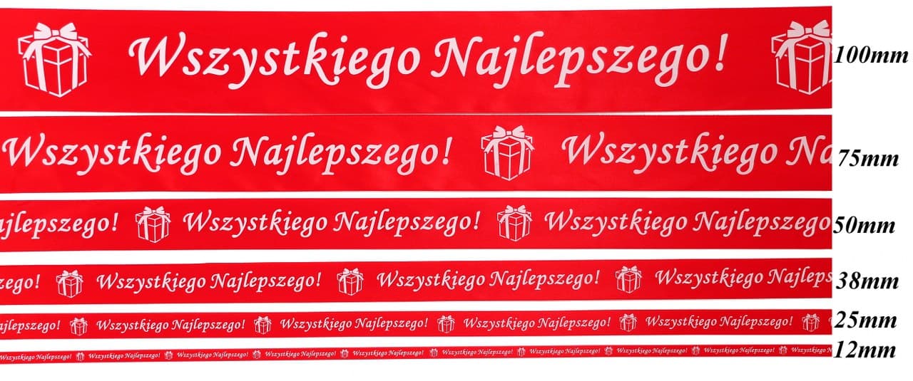 Wstążka satyna Wszystkiego Naj 75mm/10y, czerwona