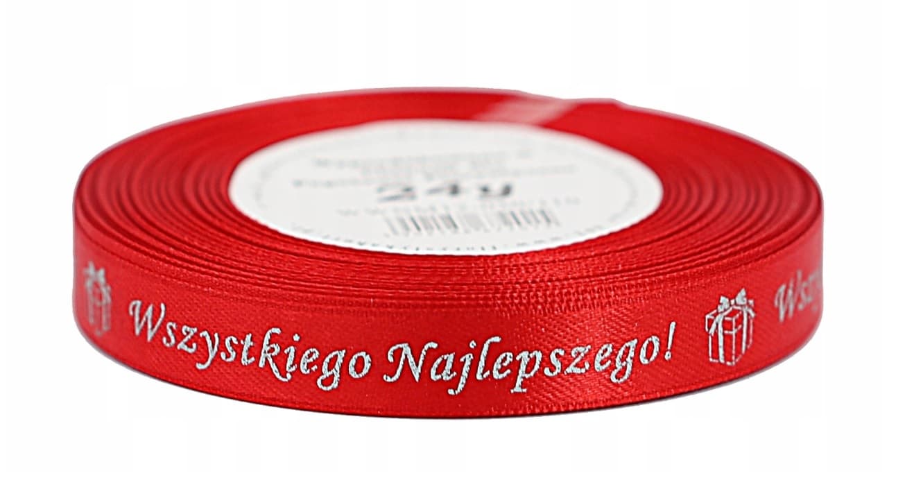 Wszystkiego Naj metal, 12mm/22mb czerwona/srebro 