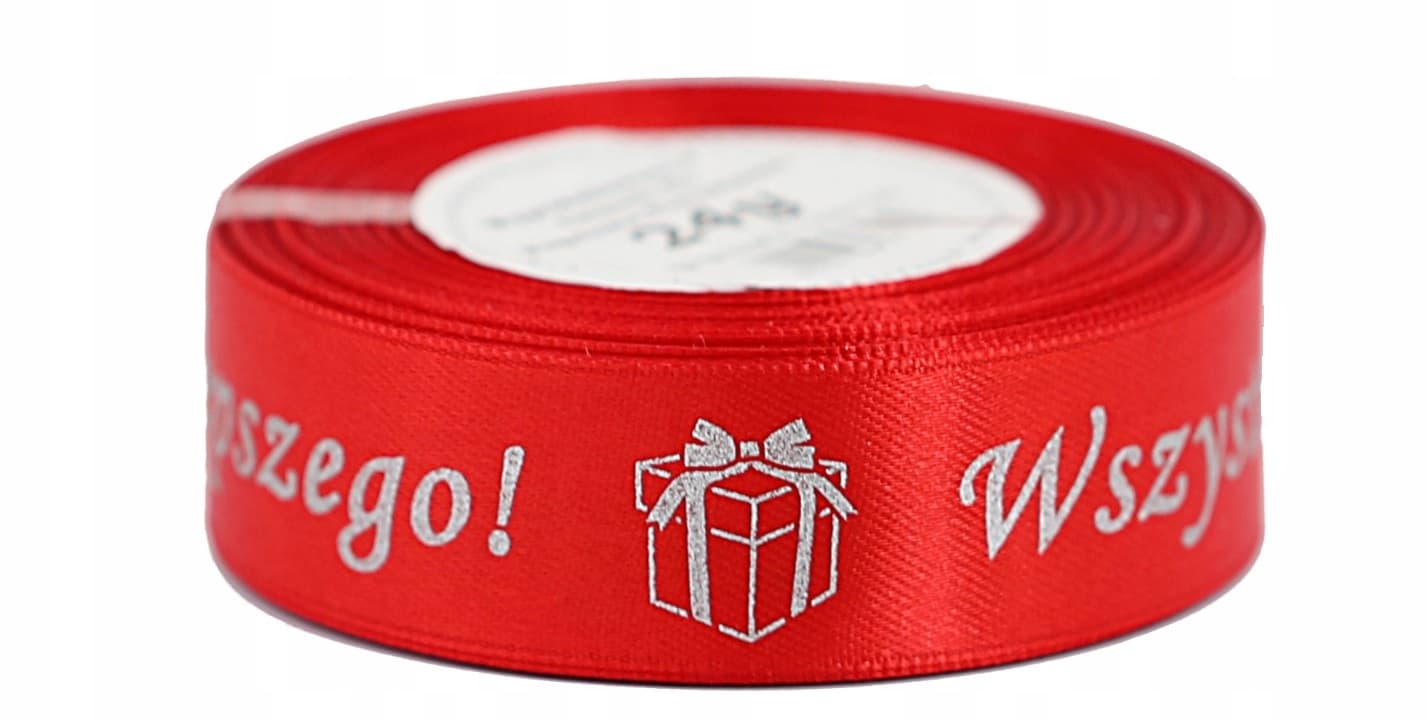 Wszystkiego Naj metal, 25mm/22mb czerwona/srebro 