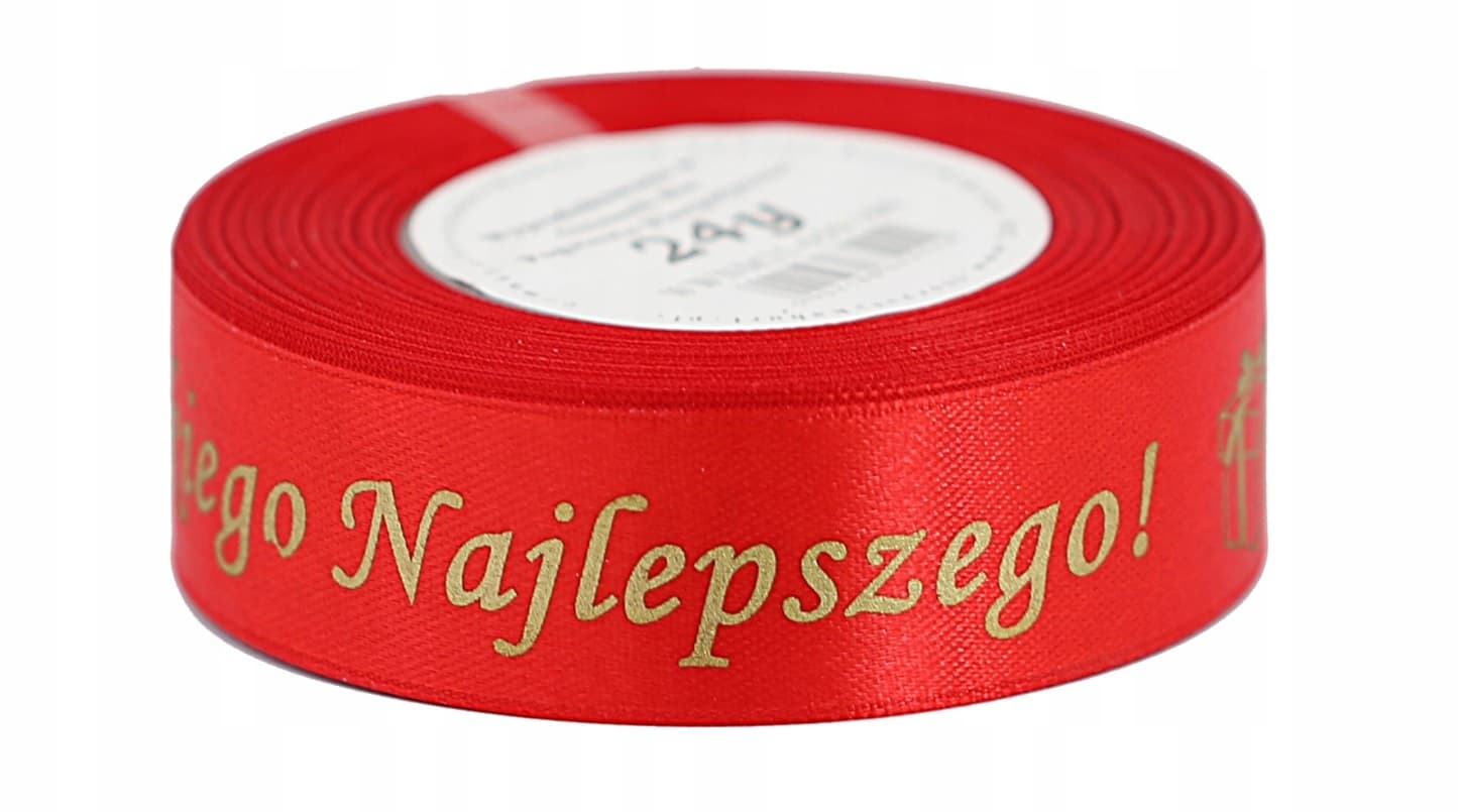 Wszystkiego Naj metal, 25mm/22mb czerwona/złoto