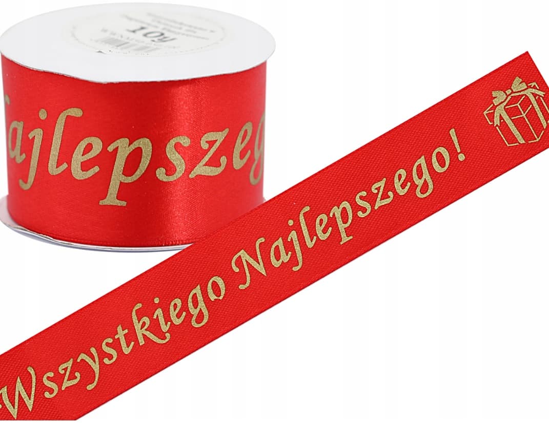 Wszystkiego Naj metal, 50mm/10y czerwona/złoto