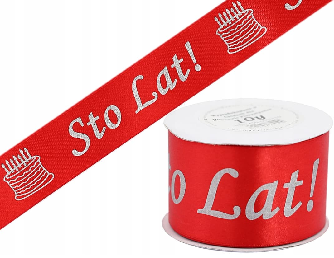 Wstążka Sto Lat metal, 50mm/10y czerwona/srebro