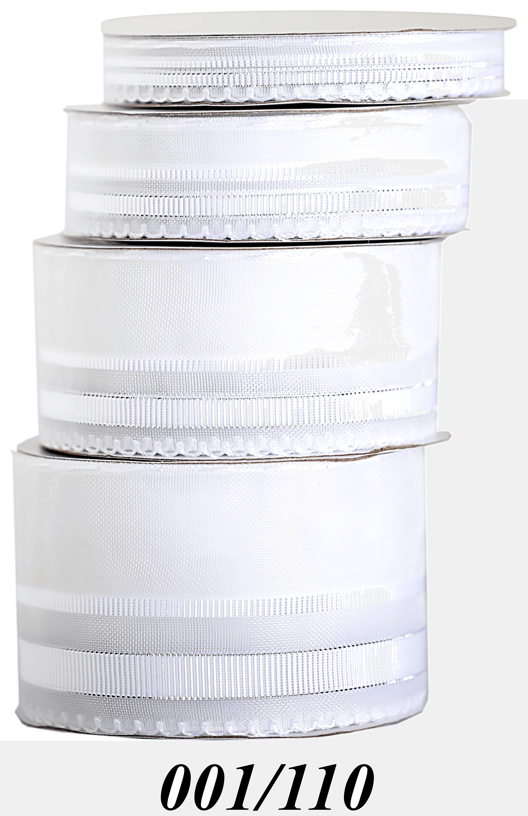 Wstążka szyfonowa/paski rypsowe srebrne, 25mm/10y