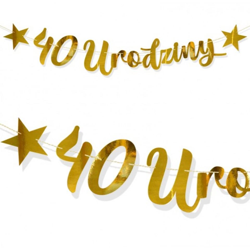 Baner na 4, 40 urodziny 16,5cm x 100cm, złoty