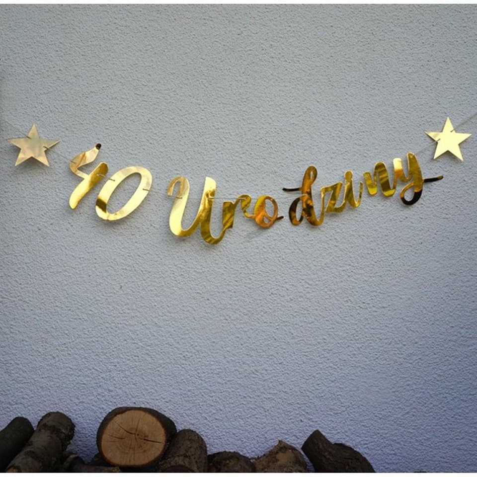Baner na 4, 40 urodziny 16,5cm x 100cm, złoty