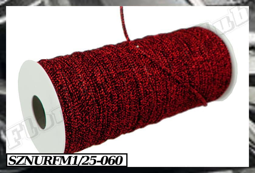 Sznurek florystyczny z drutem, 1mm/25mb, bordowy