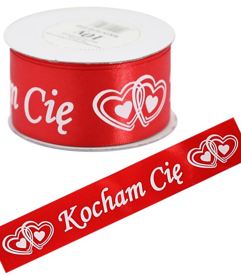 Wstążka Kocham Cię 38mm/10y, czerwona
