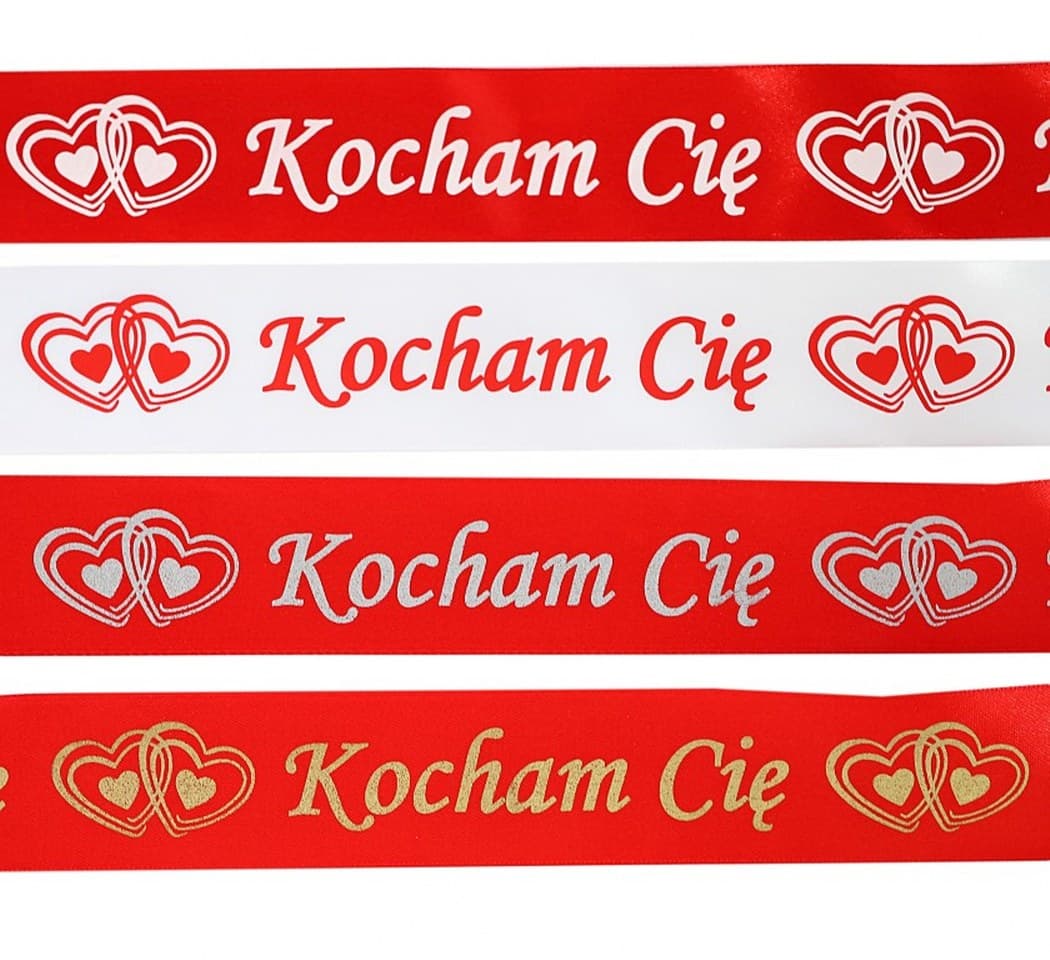 Wstążka Kocham Cię 38mm/10y, czerwona