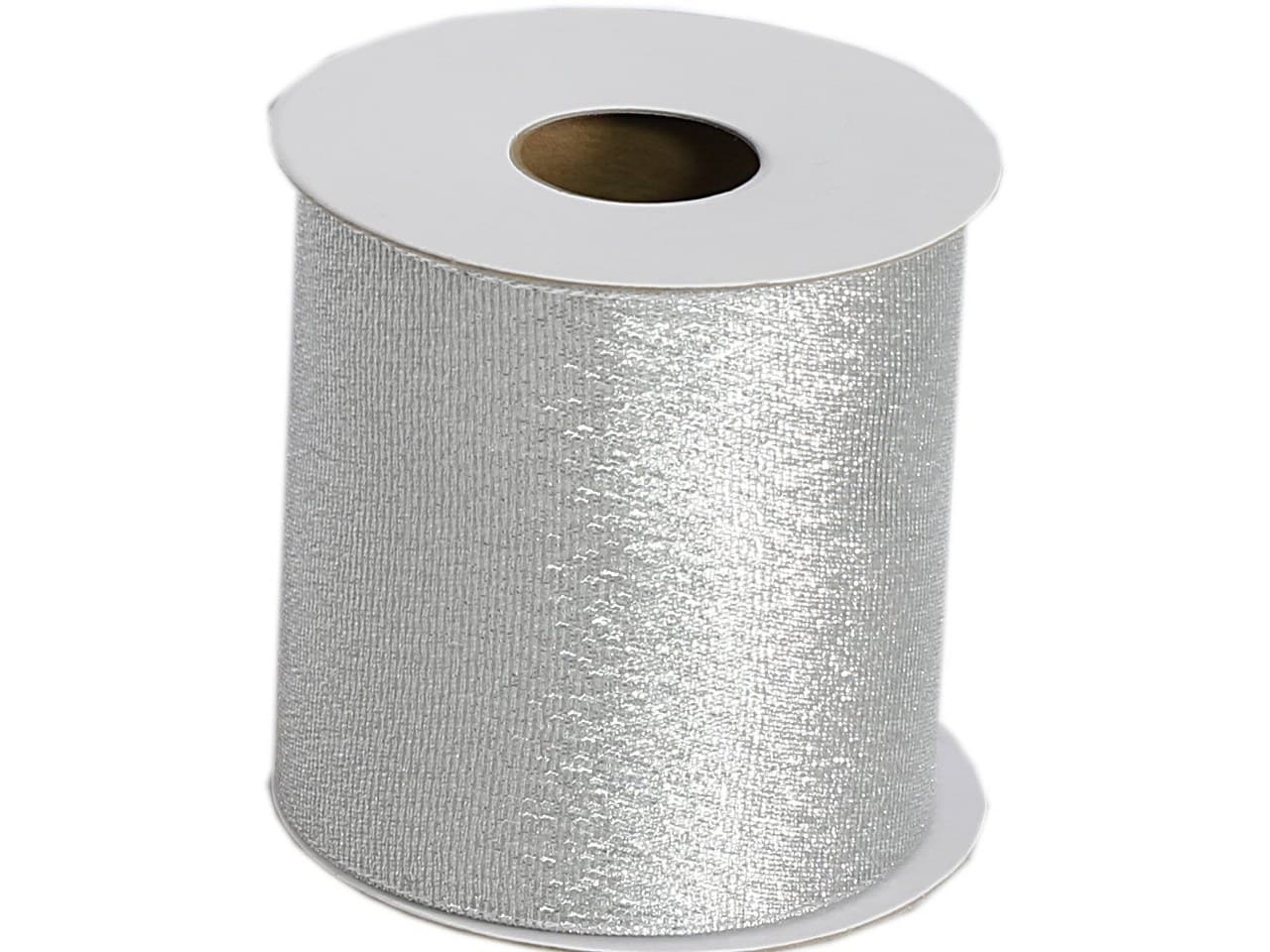 Wstążka brokatowa 75mm/9mb, srebrna