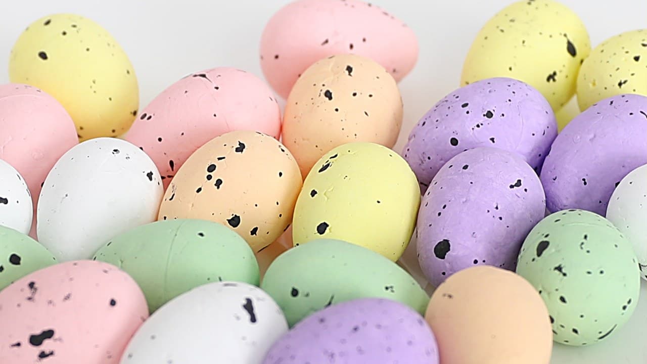 Jajko styropianowe nakrapiane, 25x35mm/24szt, mix