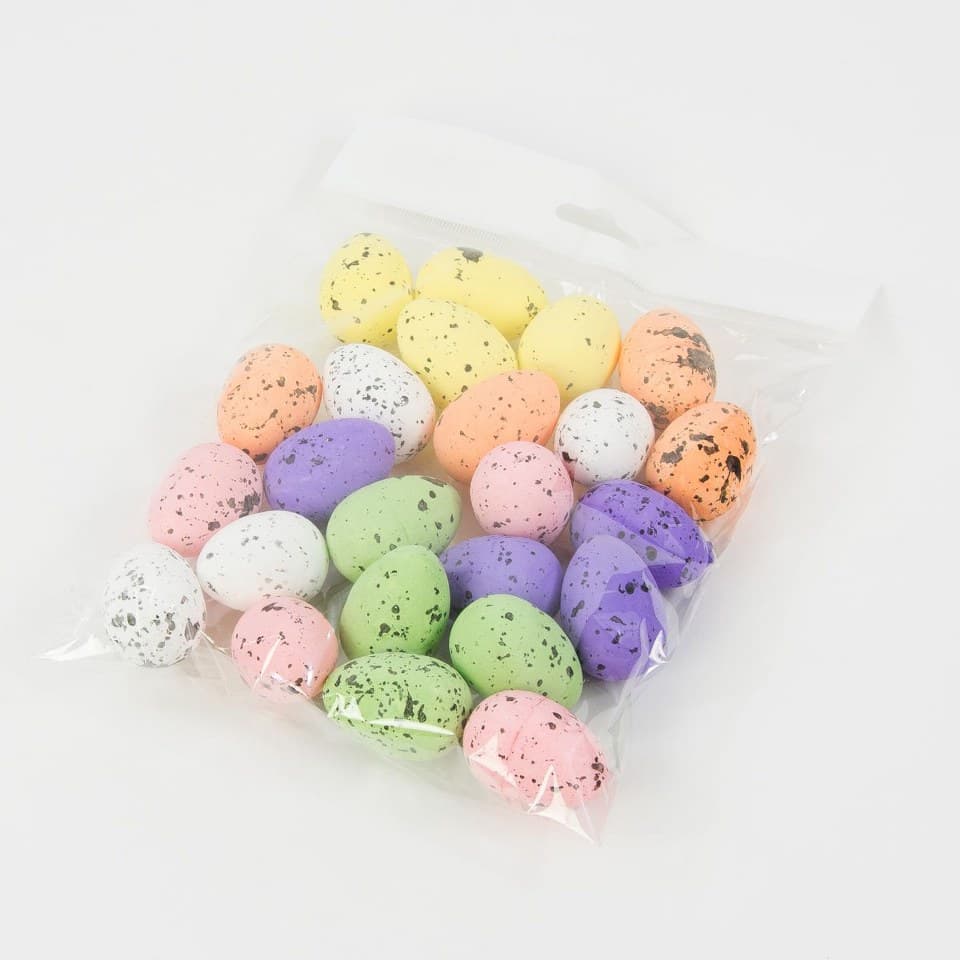 Jajko styropianowe nakrapiane, 25x35mm/24szt, mix