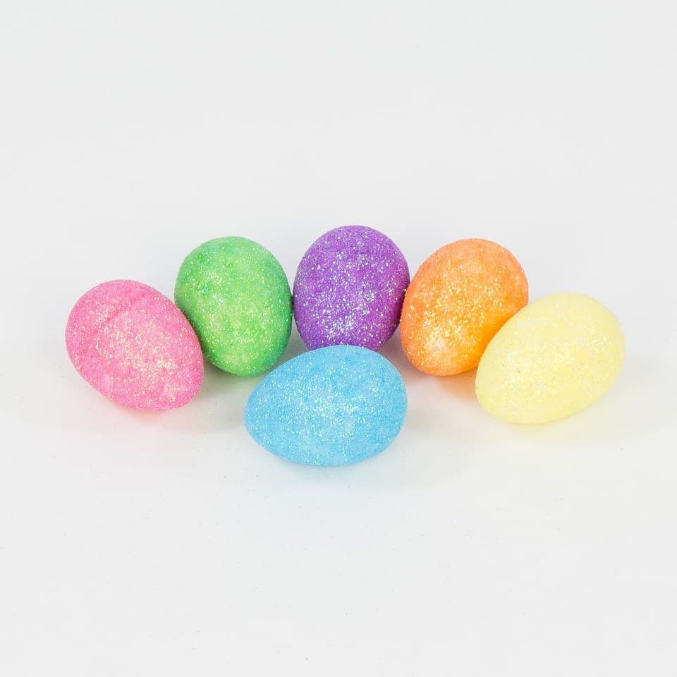 Jajko styropianowe brokatowe, 25x35mm/24szt, mix