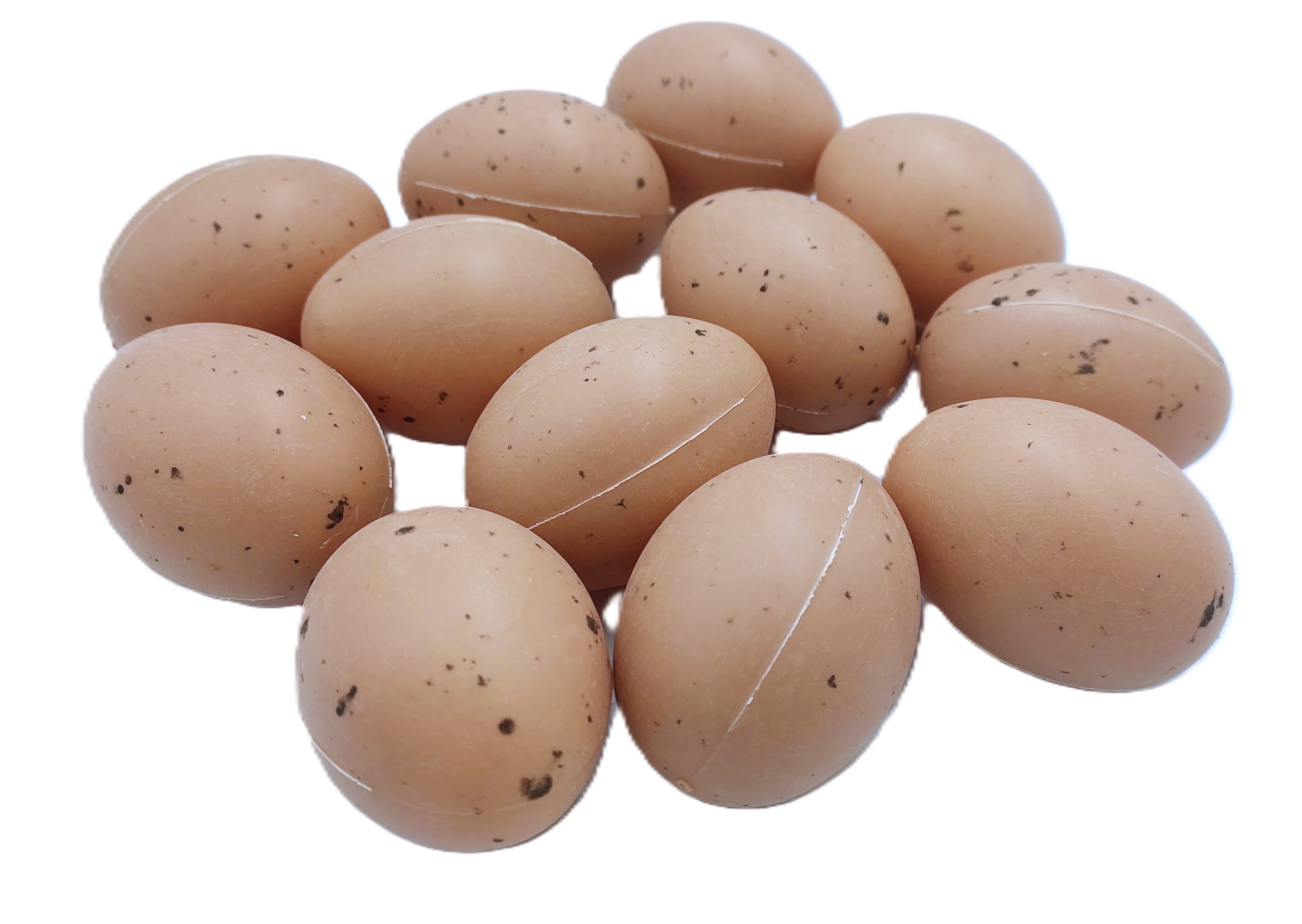 Jaja plastikowe naturalne w siatce 5cm/12sztuk.