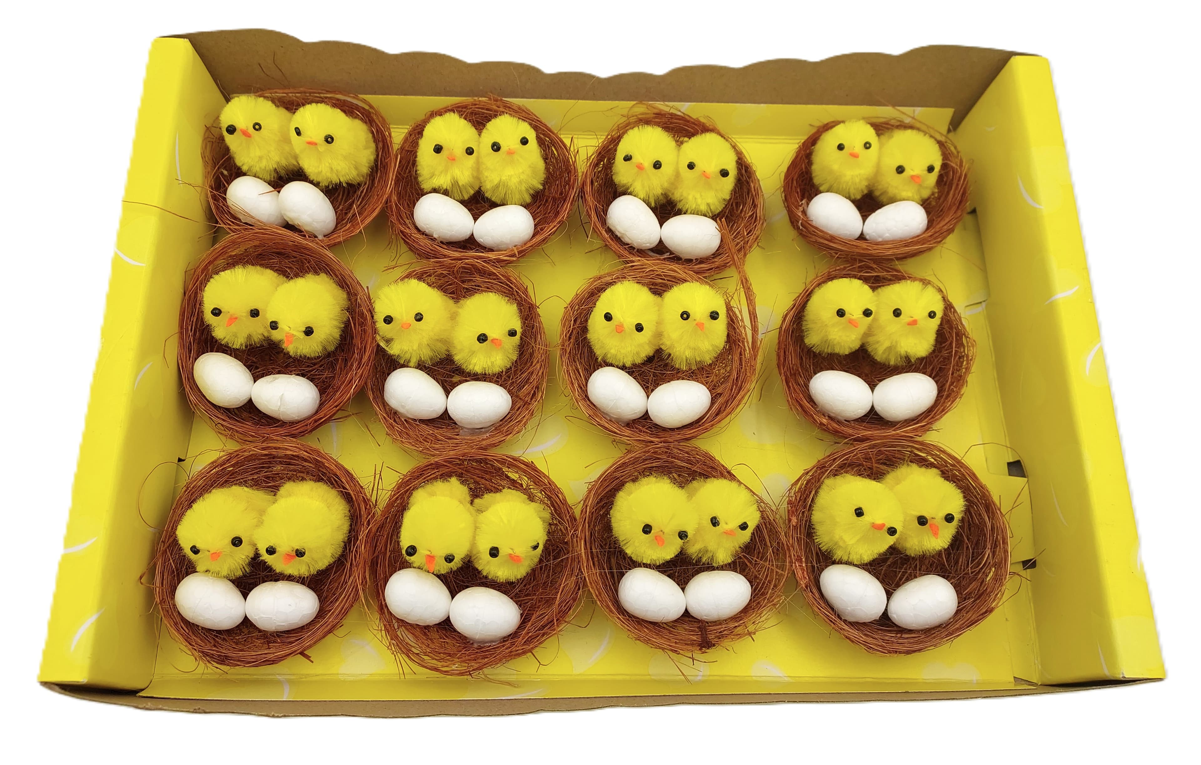 Kurczaki z jajkami w gnieździe śr.5cm/12sztuk