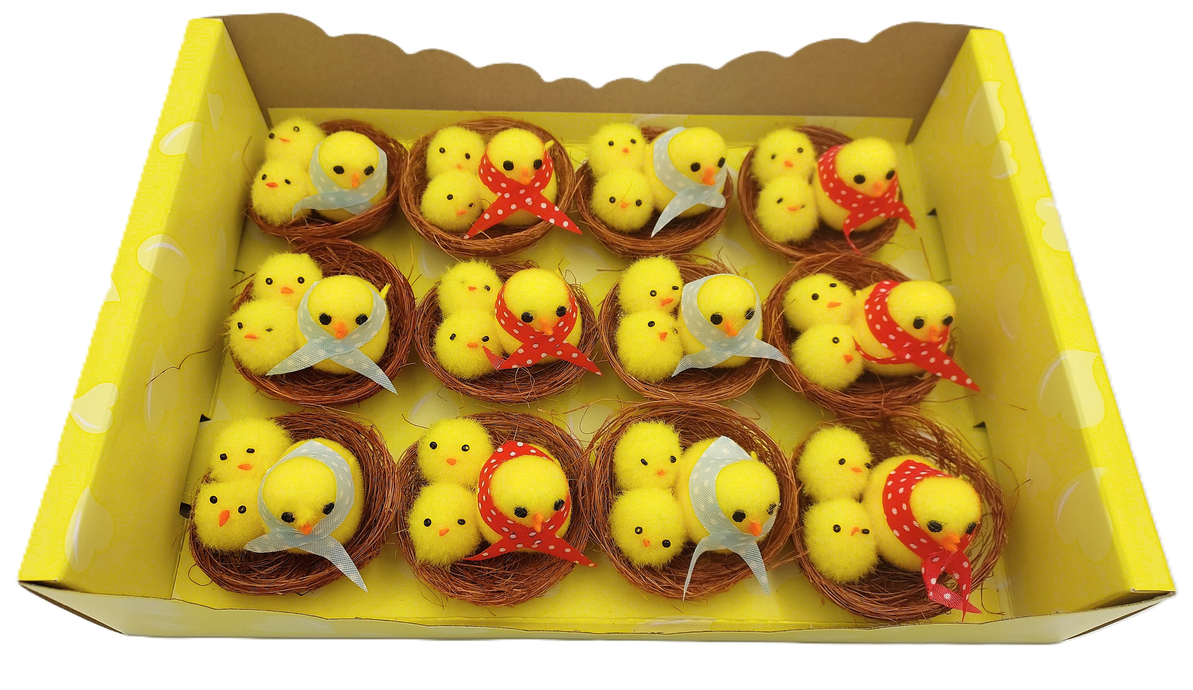 Kurczaki rodzina w gnieździe śr.5cm/12sztuk