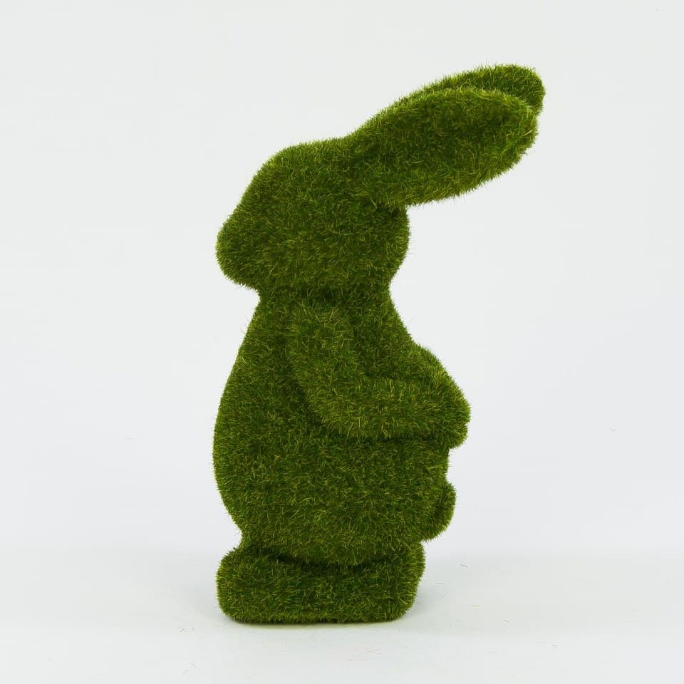 Zając stojący flokowany zielony, 6x14cm