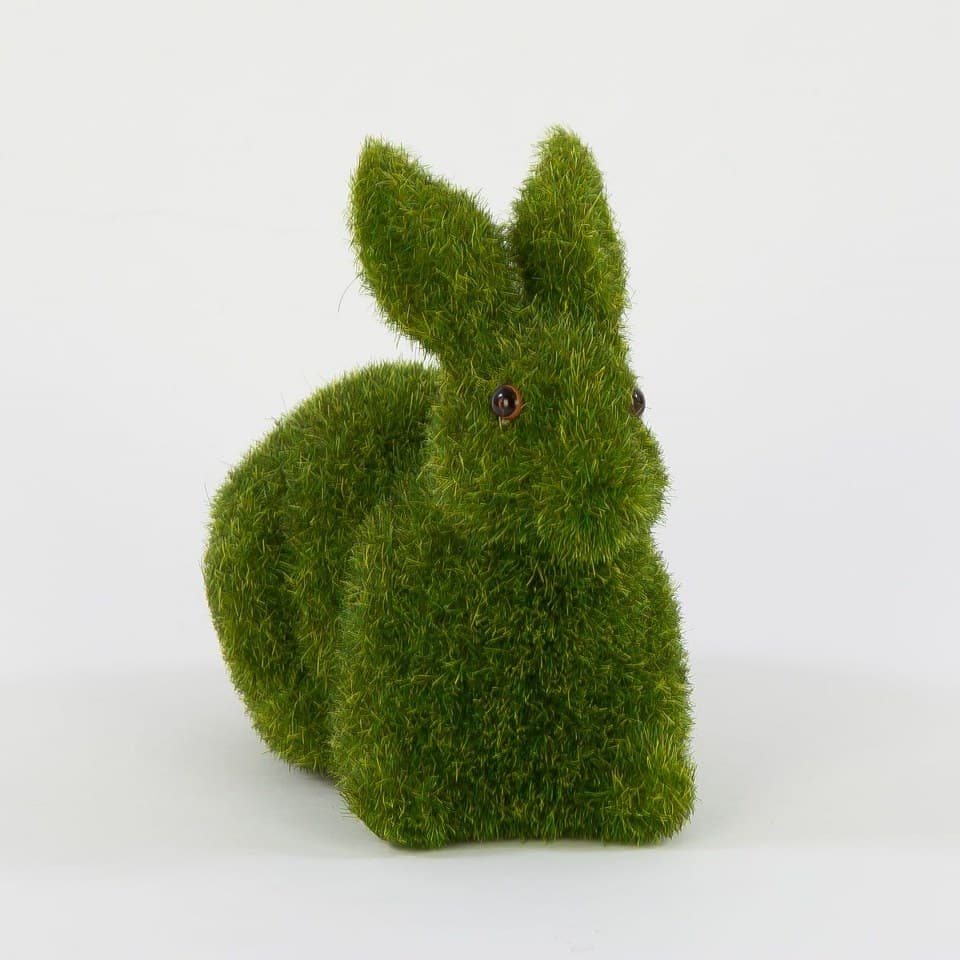 Zając siedzący flokowany zielony, 6x12cm DWZ