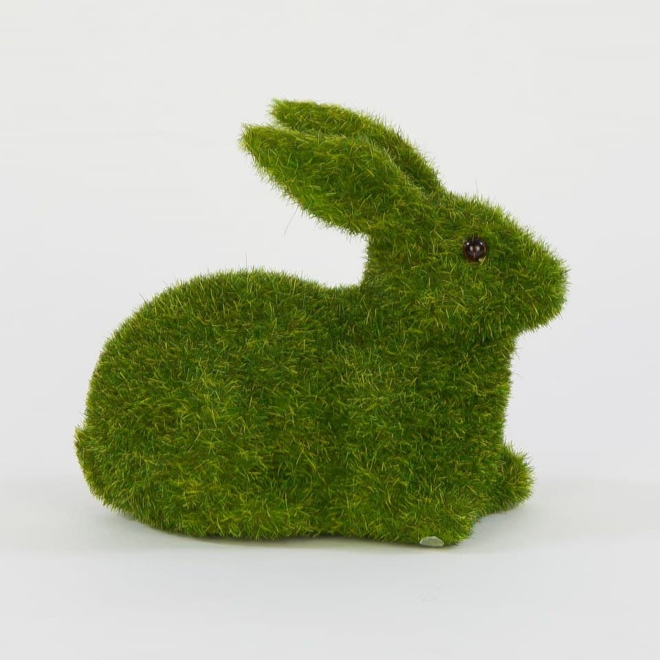 Zając siedzący flokowany zielony, 6x12cm DWZ