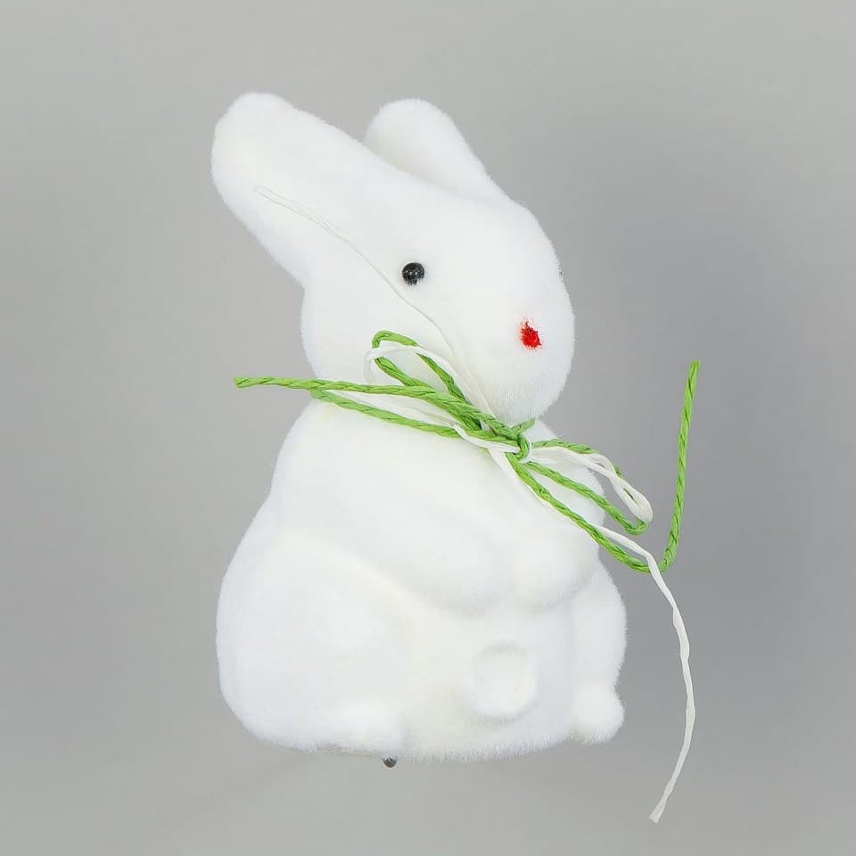 Królki siedzący flokowany, 6x10cm, biały