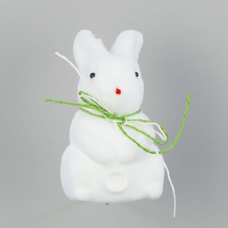 Królki siedzący flokowany, 6x10cm, biały