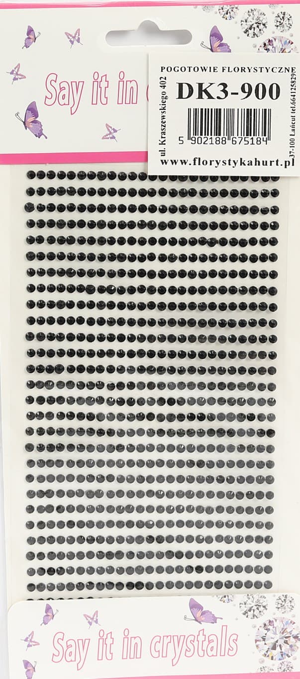 Dżety samoprzylepne kryształki 3mm/700szt, czarne