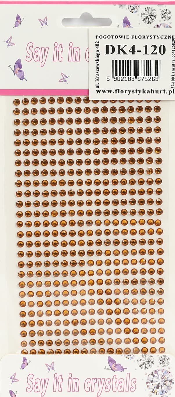 Dżety samoprzylepne kryształki 4mm/442sz, brązowe