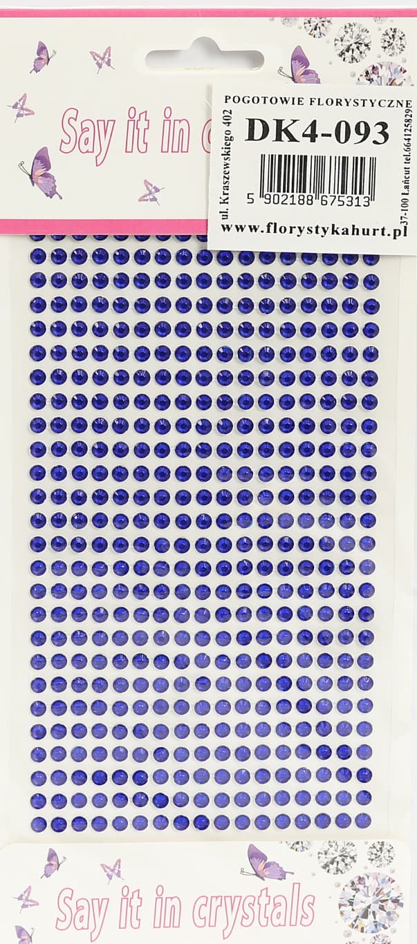Dżety samoprzylepne kryształki 4mm/442szt chabrowe