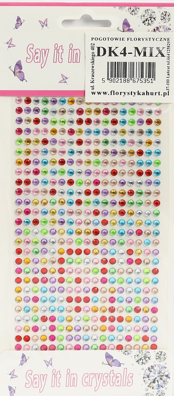 Dżety samoprzylepne kryształki 4mm/442sz mix kolor